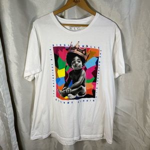 Plus Size Biggie Smalls Graphic Print White Colorful Short Sleeve Tee Shirt Top